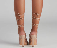 Strap Up PU Knotted Block Heels