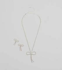 Adorably Glam Bow Necklace And Earrings Set