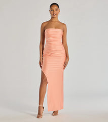 Anisley Strapless High Slit Column Formal Dress