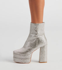 Retro Gal Rhinestone Heel Booties