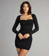 All Night Sparkle Glitter Long Sleeve Mini Dress