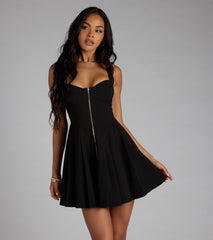 Adorably Trendy Zip-Front Skater Dress