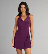 Sleek Allure Halter Mini Dress