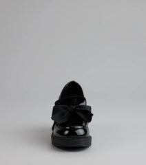 Gloss And Bow Block Heel Loafers