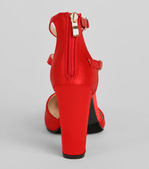 Standing Tall Satin Block Heel Pumps