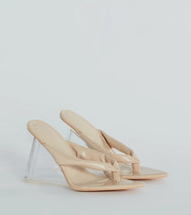 Chic Mode Thong Strap Cutout Clear Wedges