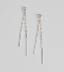 Glam Trend Rhinestone Front-To-Back Linear Earrings