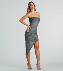 Sparkly Spectacle Glitter Strapless Midi Dress