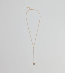 Dainty Glam Rhinestone Chain Lariat Necklace