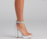 Miss Chic Rhinestone Ankle Platform Heels