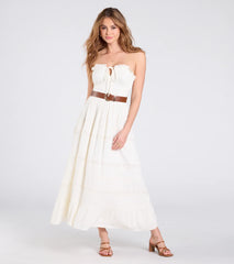 Breezy Chic Belted A-Line Maxi Dress