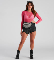 Mesh It Up Long Sleeve Crop Top
