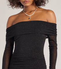 Pop Of Glam Long Sleeve Glitter Mini Dress