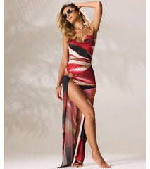 She's A Vision Abstract Cowl Slit Maxi Dress