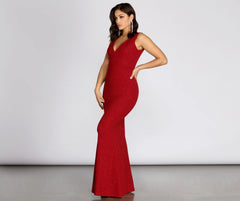 Joesphine Glitter Crepe Deep V Formal Dress