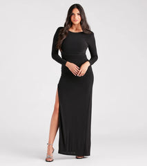 Maddox Formal Open Back Long Sleeve Dress