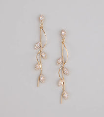 Elegant Nature Rhinestone Leaf Twist Earrings