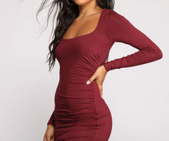 Break The Rules Ruched Knit Mini Dress