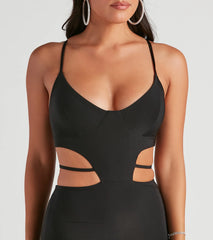 Sultry Flirt Cutout Tie Mini Dress