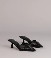 Studded Edge Pointed Kitten Pumps