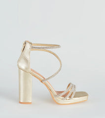 Glam Mode Rhinestone Metallic Platform Heels