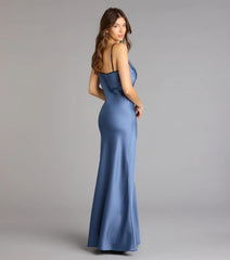 Blaire Satin Keyhole Slip Formal Dress