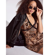 Fashionably Fierce Lace V-Neck Leopard Mini Dress