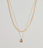Luxe Layered Teardrop Charm Necklace