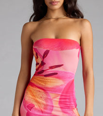 Island Time Tropical Floral Mesh Maxi Dress