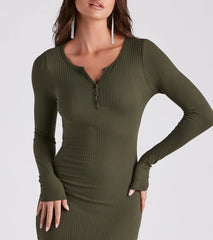 First Pick Henley Knit Maxi Dress