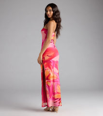 Island Time Tropical Floral Mesh Maxi Dress