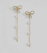 Precious Chic Bow Rhinestone Faux Pearl Earrings