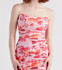 Captivate In Floral Strapless Dress