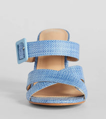 Seaside Vacay Criss Cross Straw Block Heels