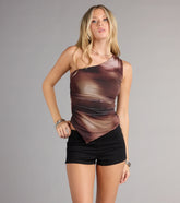 Edge Play One-Shoulder Mesh Top