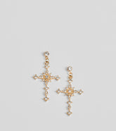 Graceful Charm Cross Rhinestone Earrings