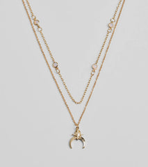 New Moon Star Charm Layered Necklace