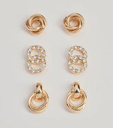 Glam Deets Stud And Drop Earrings Set