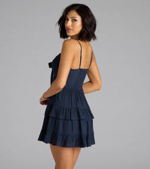 So Effortless Tie-Front Ruffled Skater Dress