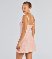 Clarice Sequin Beaded Lace A-Line Mini Dress