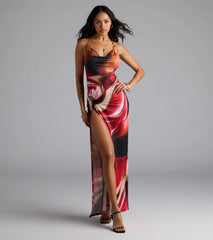 She's A Vision Abstract Cowl Slit Maxi Dress