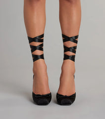 PLACEHOLDER - Tie It Up Satin Ballet Heels