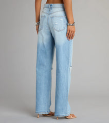 High-Rise Distressed Boyfriend Jeans
