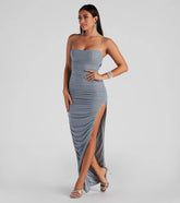 Aria Heat Stone Mesh Formal Dress