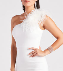 Patricia Formal Crepe Marabou Long Dress