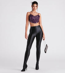 Striking In Sequin Open Back Top