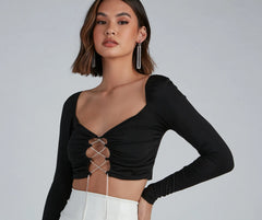 Rise And Stun Lace-Up Crop Top