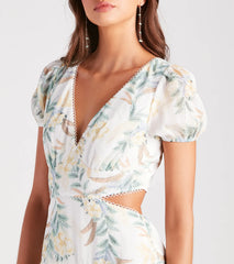 Island Oasis Tropical Cutout Skater Dress