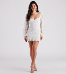 Lovely In Lace Ruffle Hem Mini Dress