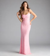 Betsey Lace-Up Mermaid Sequin Bead Formal Dress